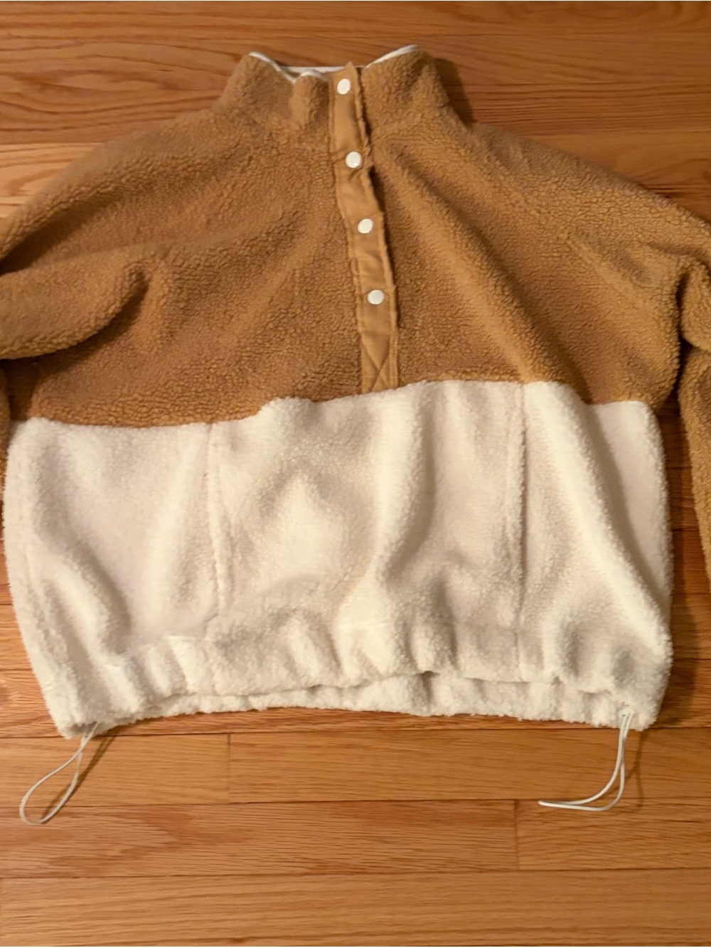Two-Tone Sherpa Bomber Jacket - Camel & Cream